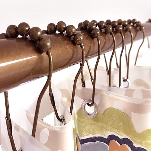 Miniatura 4 de Anillos de gancho en forma de calabaza para cortina de ducha, bola sólida, accesorios de baño, bronce aceitado, juego de 12