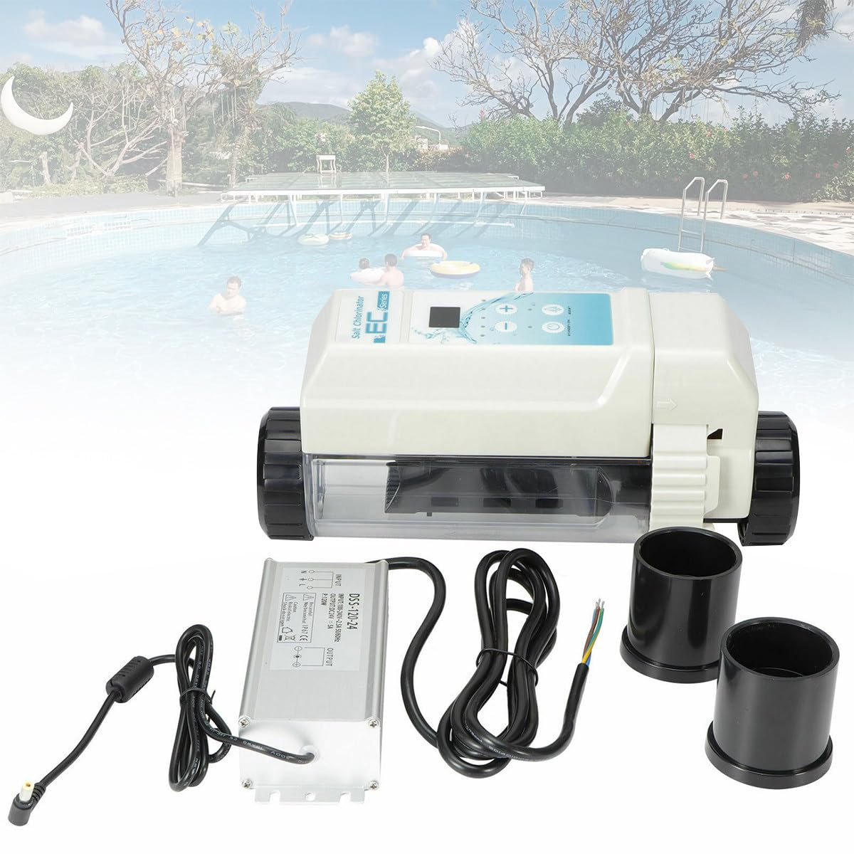 TAHALI Cellule de chlorinateur d'eau salée, système de chlorinateur de sel, générateur de Chlore, électrolyseur Chlorinateur de sel de Piscine, électrolyseur de Chlore,EC12