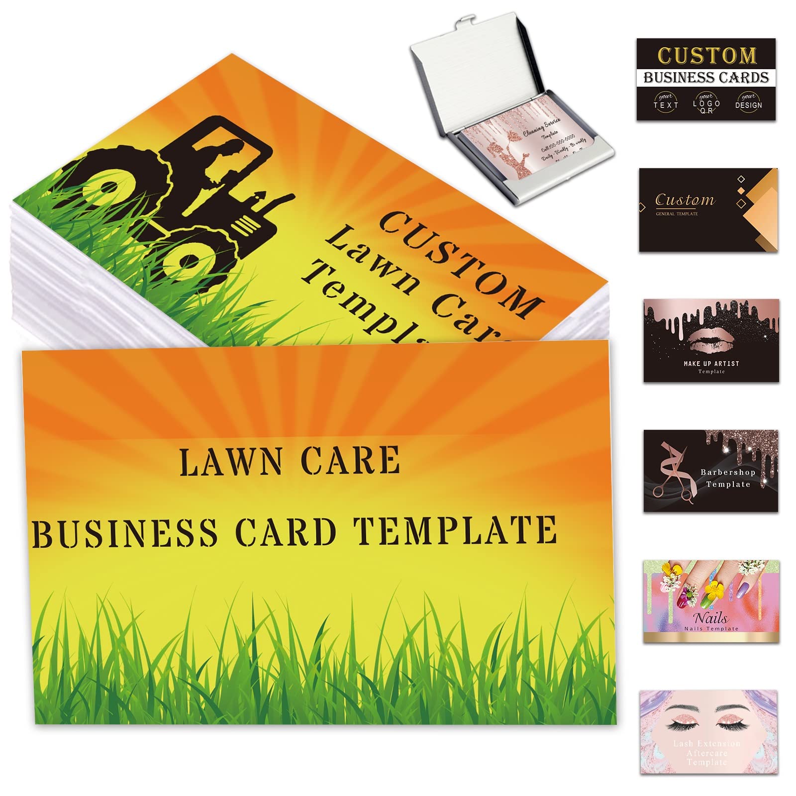Custom Business Cards Customize with Logo QR Code Personalized Lawn Care Cards 1000 500 200 100 for Small Business Double-Sided Printing