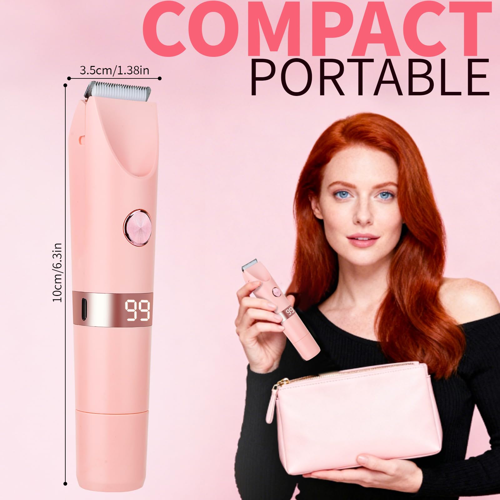 Épilateur Bikini Femme Étanche IPX7, Rasoir Électrique Double Tête 2 en 1 avec Écran LED, Rechargeable par USB, Épilation Douce et Indolore pour Bikini, Visage, Aisselles et Jambes