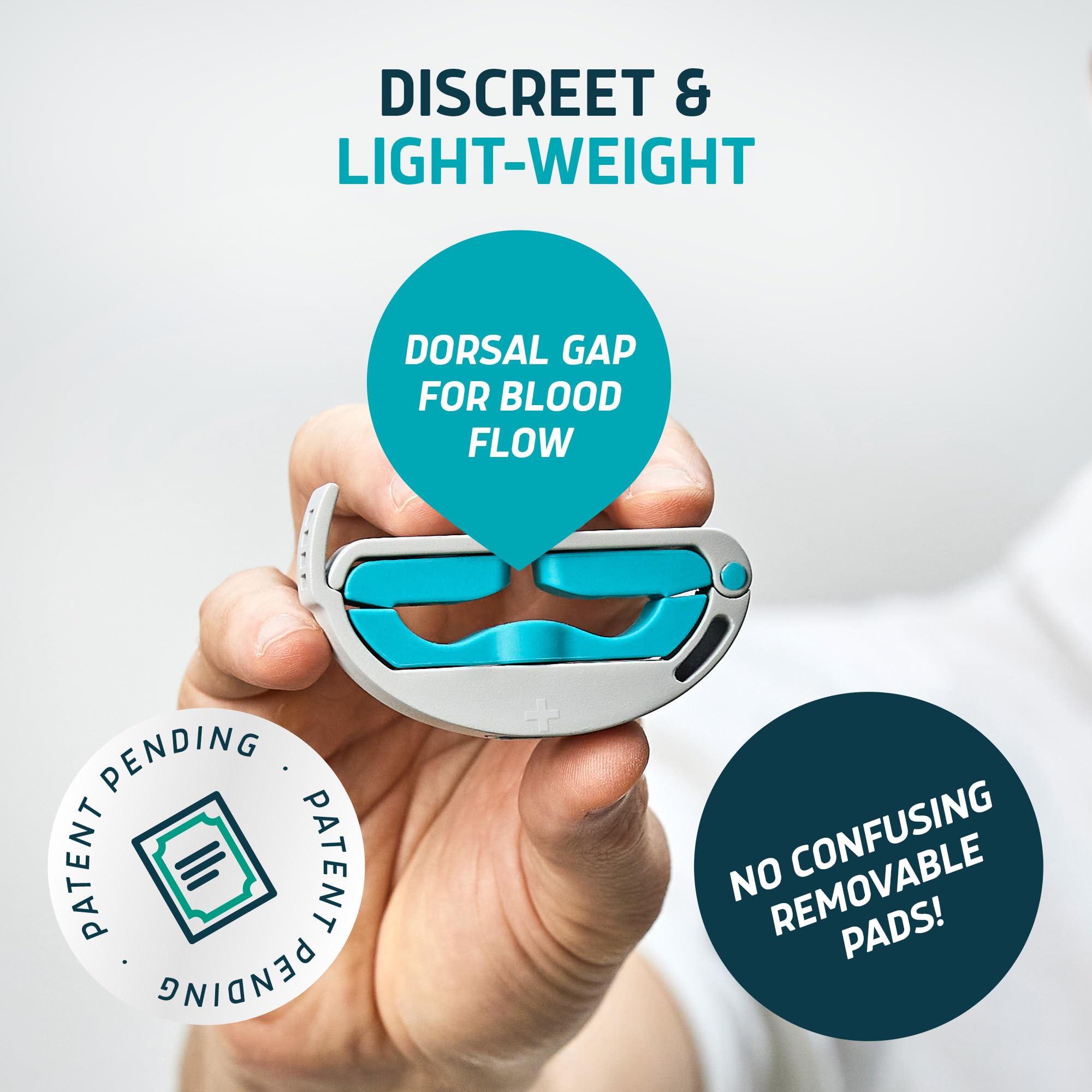 LUNDERG Versa Clamp - Light & Comfortable Male Incontinence Clamp with Adjustable Pressure Knob and Dorsal Gap for for Blood Flow Support - Male Incontinence Products