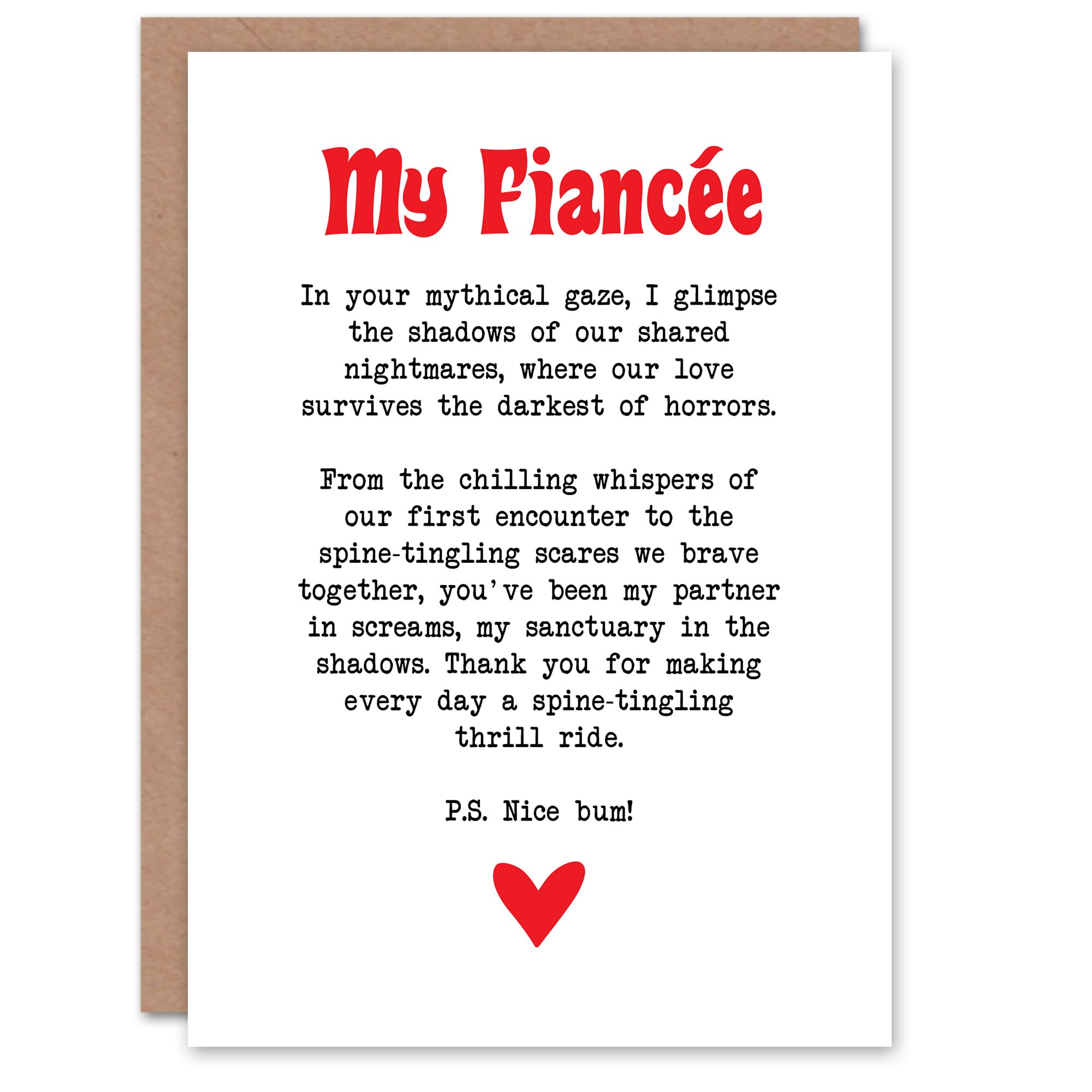 Artery8 Greeting Card Love Poem Horror Fan Fiancée Romantic Poetry Fun For Her Woman Valentine's Day Card