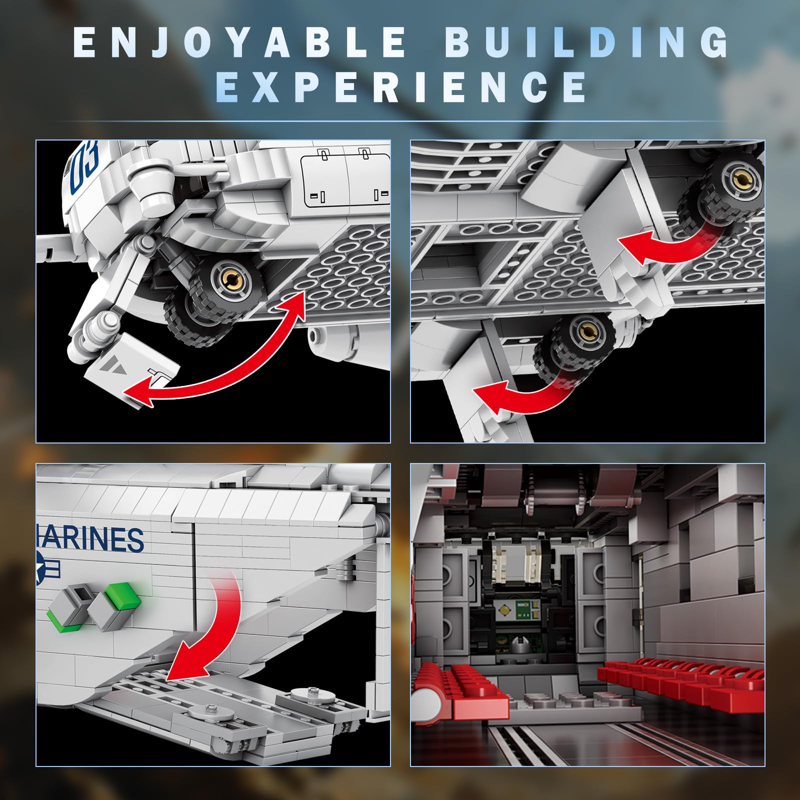 CH-53 Helicopter Building Set 33037, Military Transport Helicopter Toy Aircraft Model Kit for Men, Ideal Airplane Toy Gifts for Boys Kids 14+, Adults and Military Fans