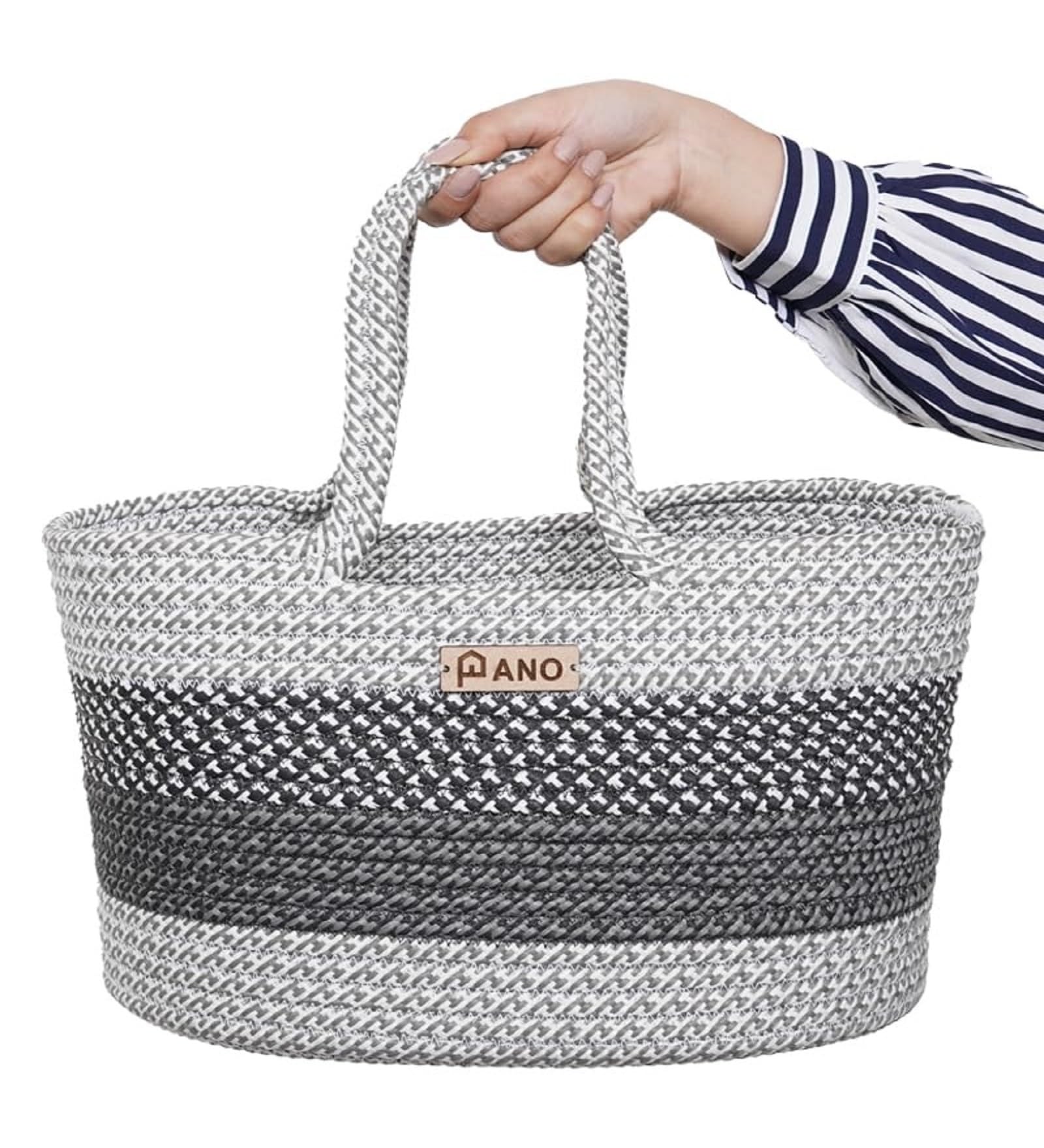 Pano Polypropylene Multipurpose Storage Tote Bag, Hand Basket, Beach Bags for Women, Organizer, Shopping Bag, Tote Hand Basket for Lunchbox, Water Bottle, Grey, ELORA 1