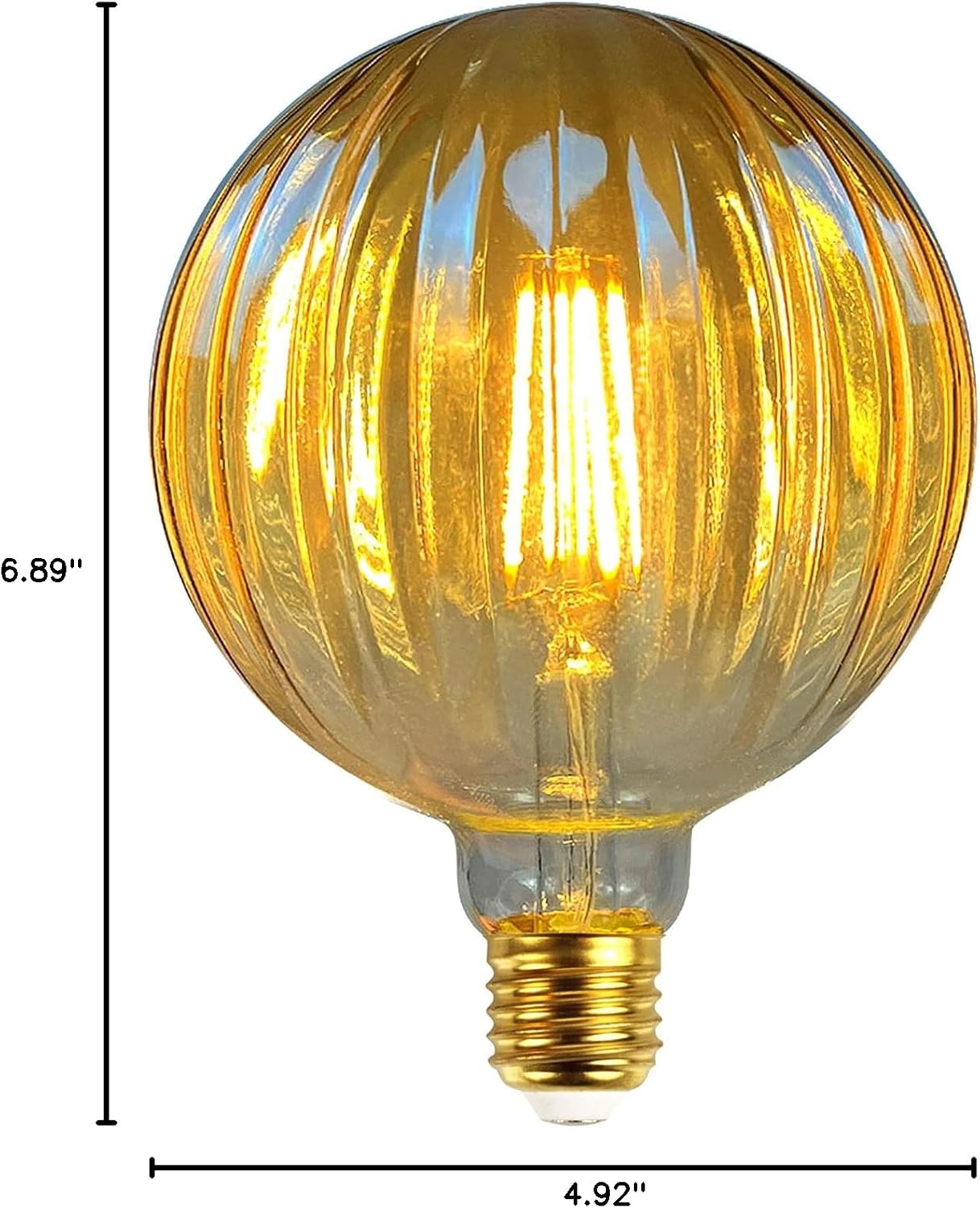 LED Bulb Vintage 4W Warm White 2500Kelvin Big Globe Melon Shaped Led Filament Bulb 110/130V Edison Screw E26 Base Specialty Decorative Light Bulb G125