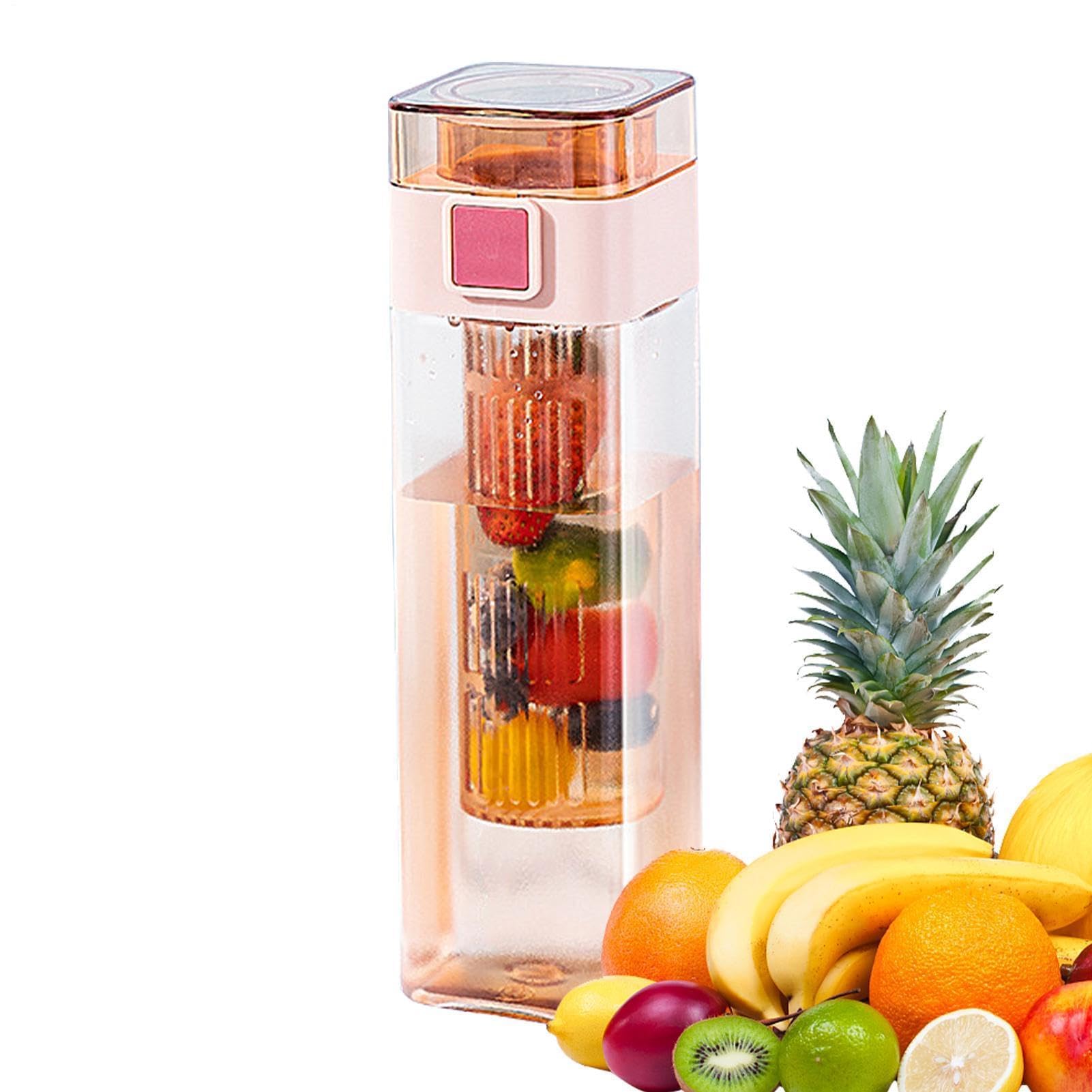 Wasserflasche mit Fruchteinsatz, quadratisches Design mit Infuser-Einsatz, ideal für Sport und Outdoor-Aktivitäten, BPA-frei, 680 ml Fassungsvermögen, perfekt für die Flüssigkeitszufuhr unterwegs