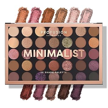 Profusion Cosmetics Minimalist Eyeshadow Palette of 35 Shades, Get Creative with blendable Nude shades and Glitter finishes, Quality Nude Eyeshadow Palette - (36g)