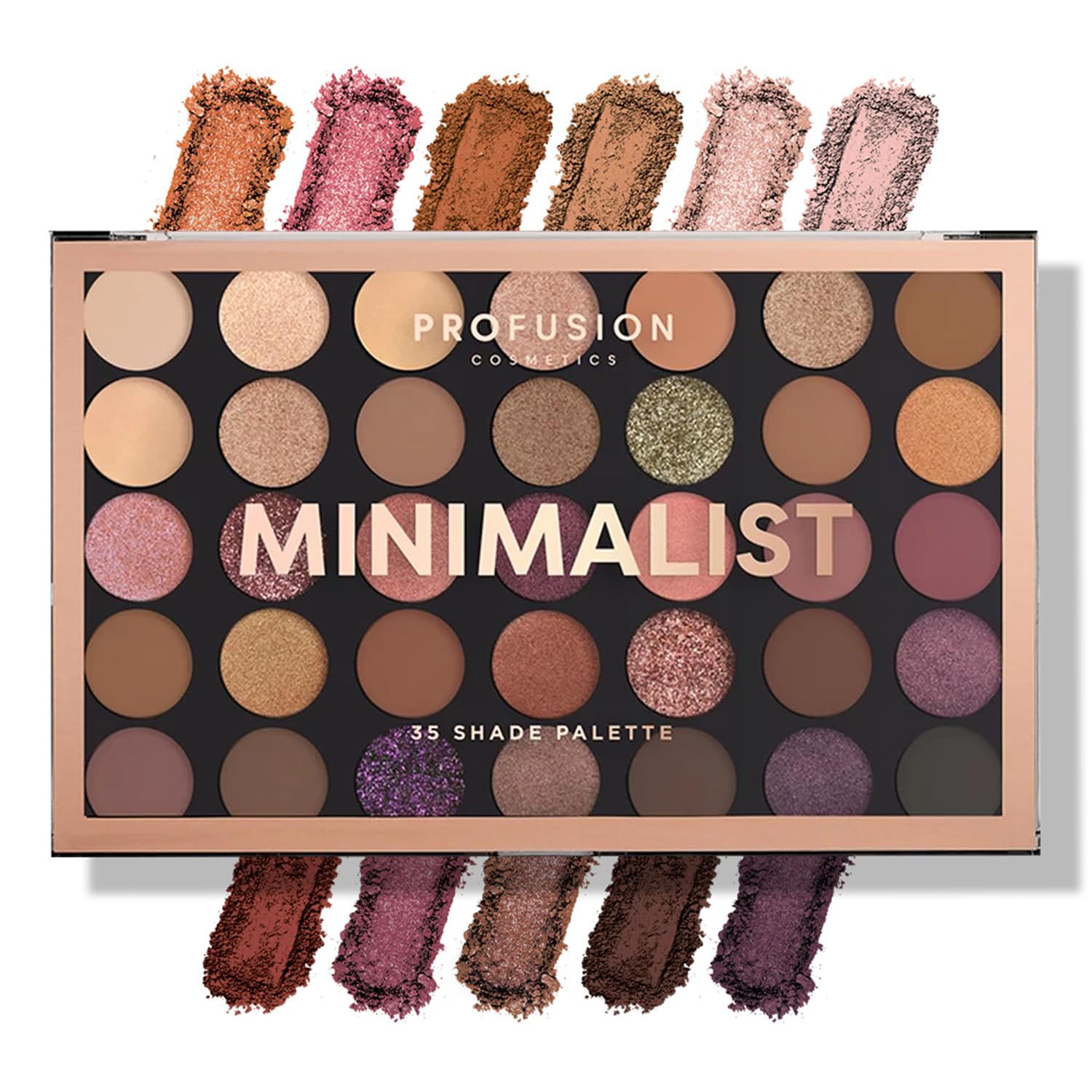 Profusion Cosmetics Palette de fards à paupières minimaliste de 35 nuances, soyez créatif avec des nuances nude mélangables et des finitions pailletées, palette de fards à paupières nude de qualité