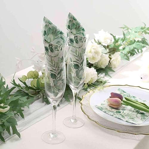 Miniatura 5 de Efavormart - Servilletas de papel con diseño de hojas de eucalipto verdes suaves de 2 capas para bodas cócteles bebidas 18 GSM 20 unidades