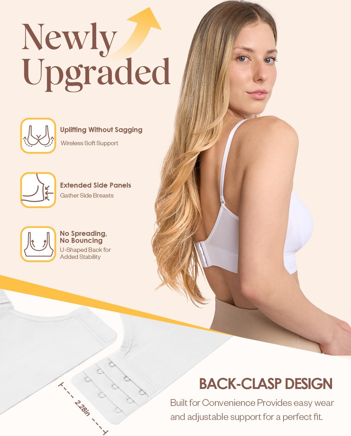 Coobie Women's Seamless Scoopneck Cami Bra with Back Closure Full Coverage T-Shirt Bra - Image 5