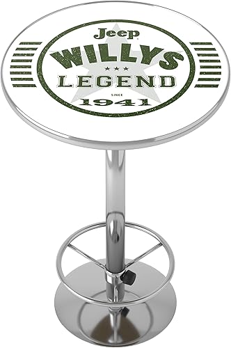 Trademark Gameroom Jeep Willys Legend Green Bar Table with Footrest, White