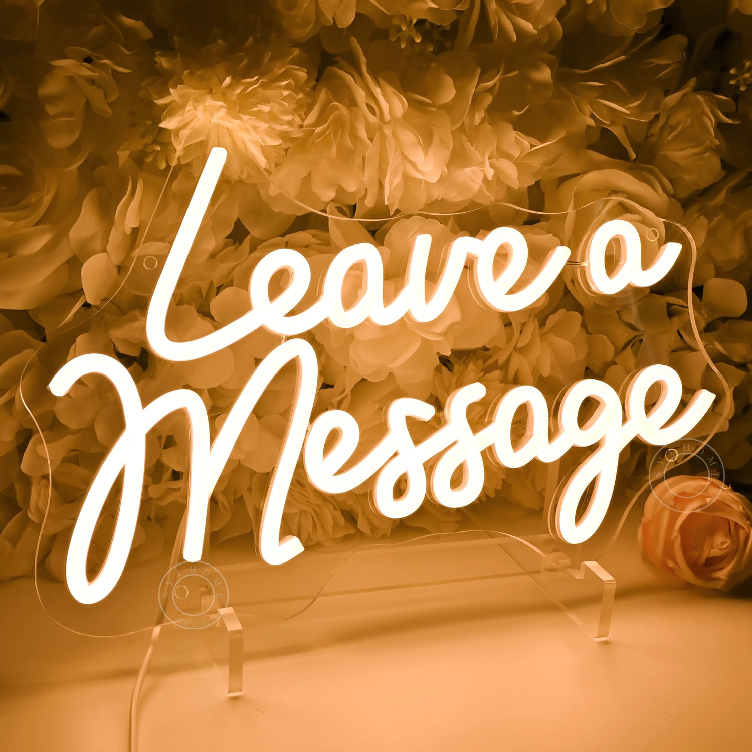SYLHOME LED-Neonlichtschild mit Aufschrift "Leave A Message", Gästebuch, Business, Schreibtisch, Tisch, Hochzeit, Empfang, Willkommens-Wanddekoration, Schild mit Halterung, USB, 35 x 24 cm