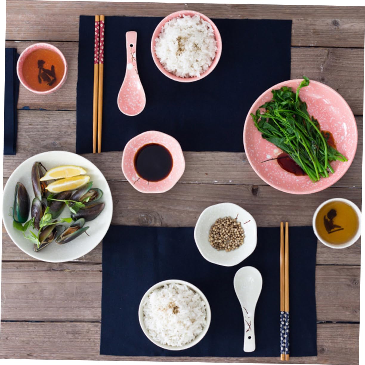 BESTYASH Juego De Vajilla Japonés Cerámico Rosa 12 Piezas Para Hogar, Incluye Cuencos, Platos, Tazas y Cubiertos, Apto Para Cenas y Restaurante