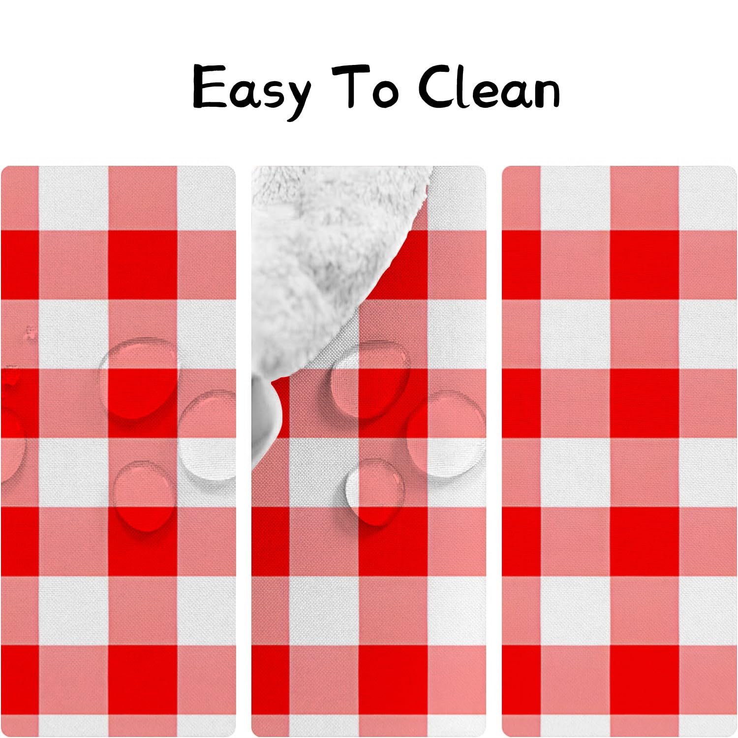 Vichy Karo wasserdichte Tischdecke 140x260 cm Rechteckig, Rot Weiß Kariert Fleckabweisend Pflegeleicht Polyester Tischdecke für Esszimmer Balkon Outdoor W-8