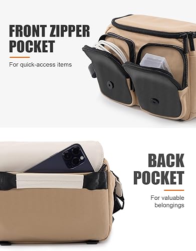 Miniatura 4 de Cwatcun Bolsa de hombro para cámara compacta, pequeña bolsa impermeable para cámara con soporte para trípode, bolsa de fotografía de viaje para