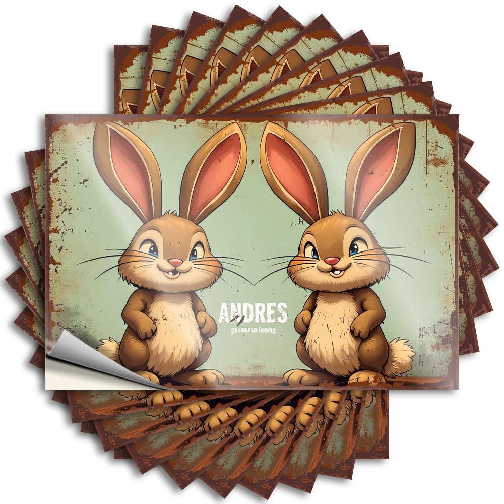 Bathroom Gifts Tattoo Bumper | Two Cute Rabbits Sitting Side By Side. Girly Things Sticker Pack(6X9CM)