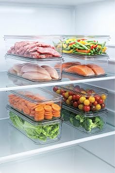 ATA HOME 6'Lı Kırılmaz Saklama Kabı Derin Dondurucu Difrize Uygun Buzdolabı Düzenleyici Organizeri 1,5 Lt Şeffaf