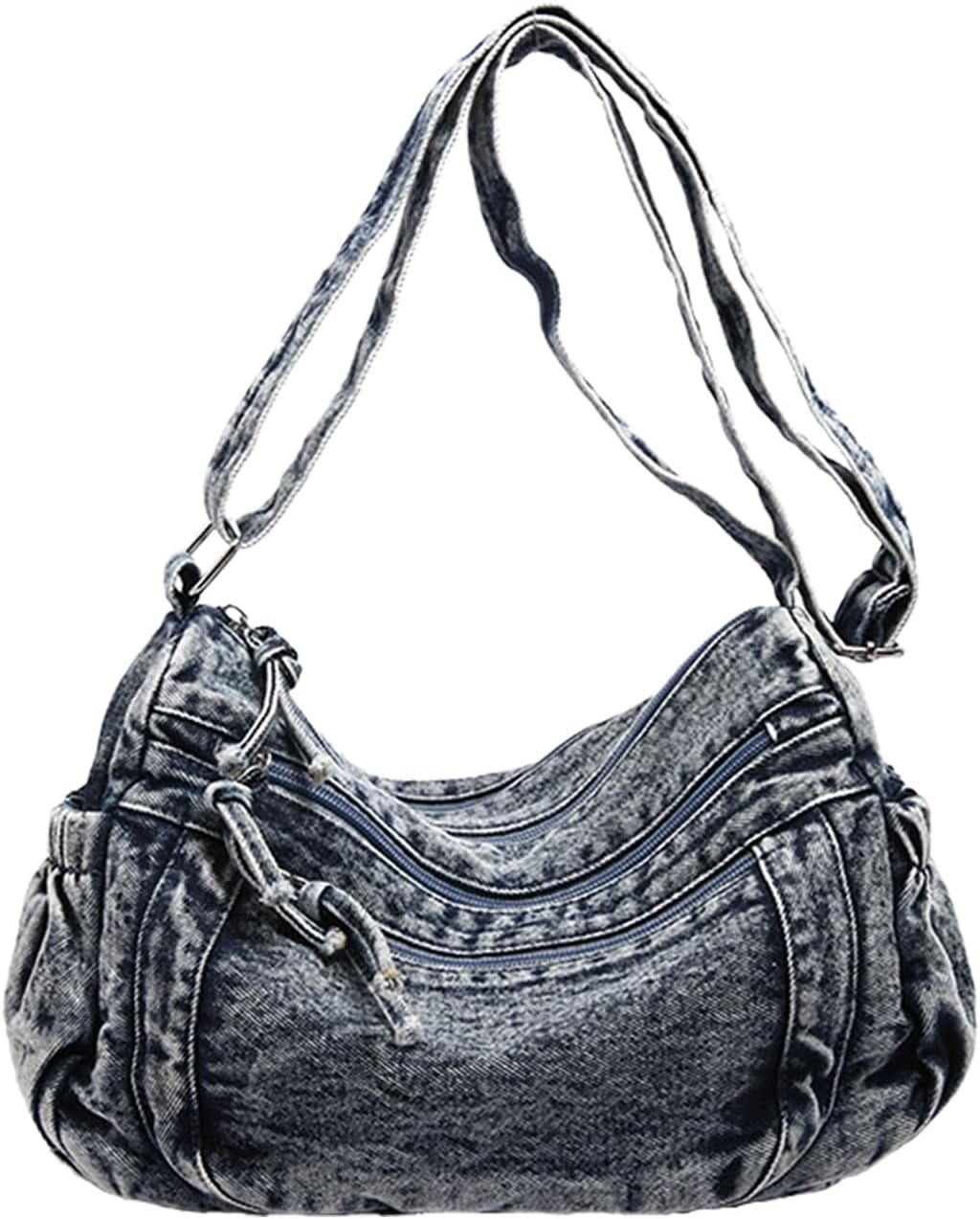 CORIOS Denim Shoulder Bag for Women Retro Handbag Jean Purse Large Capacity Crossbody Bag Lightweight Satchel Messenger Bag