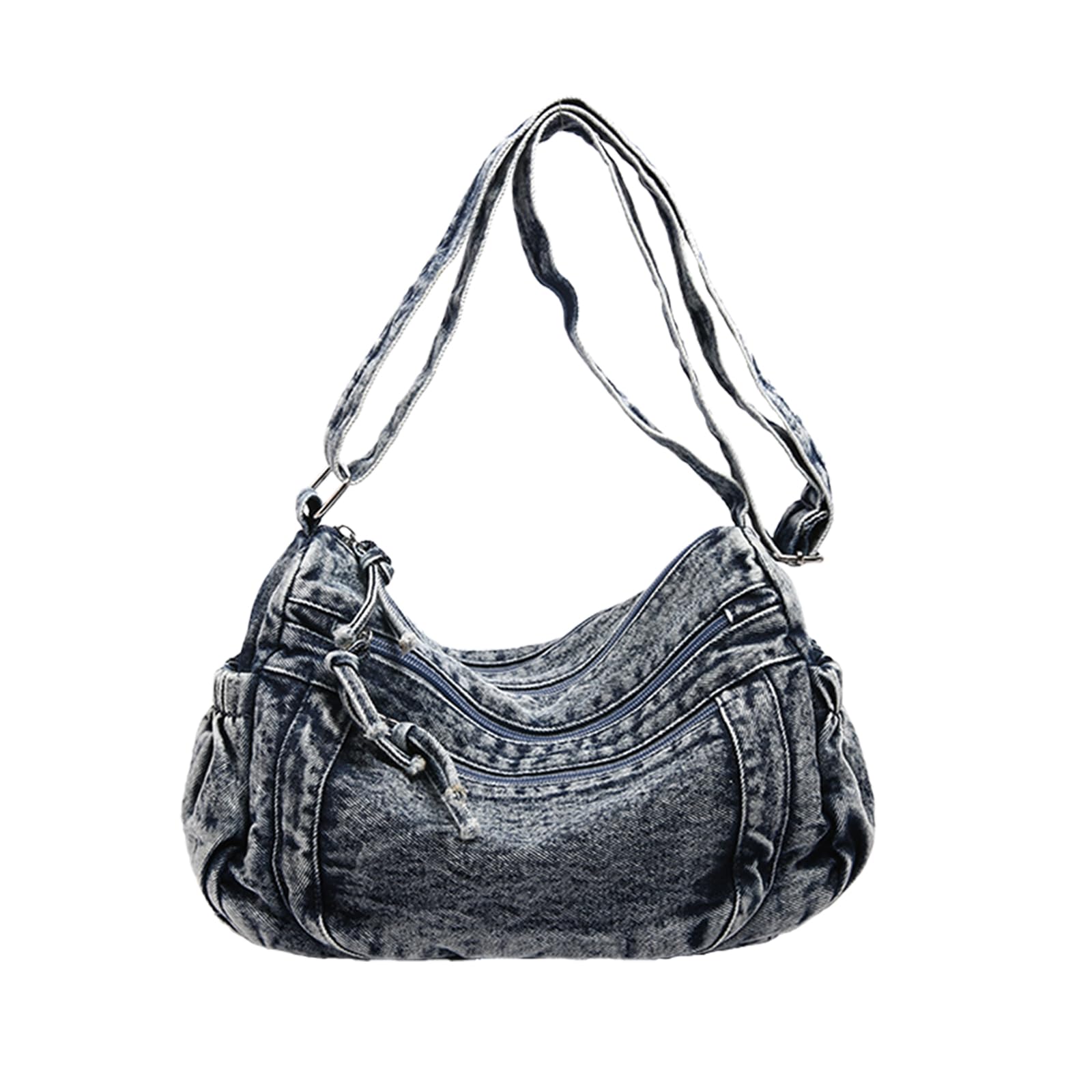 Borsa a Tracolla in Denim da Donna Borsa a Spalla in Jeans Retro Borsa a Mano Grande Capacità Borsa per la Spesa Leggero Borse Messenger Casuale Lavoro Shopping Viaggi Tote Blu