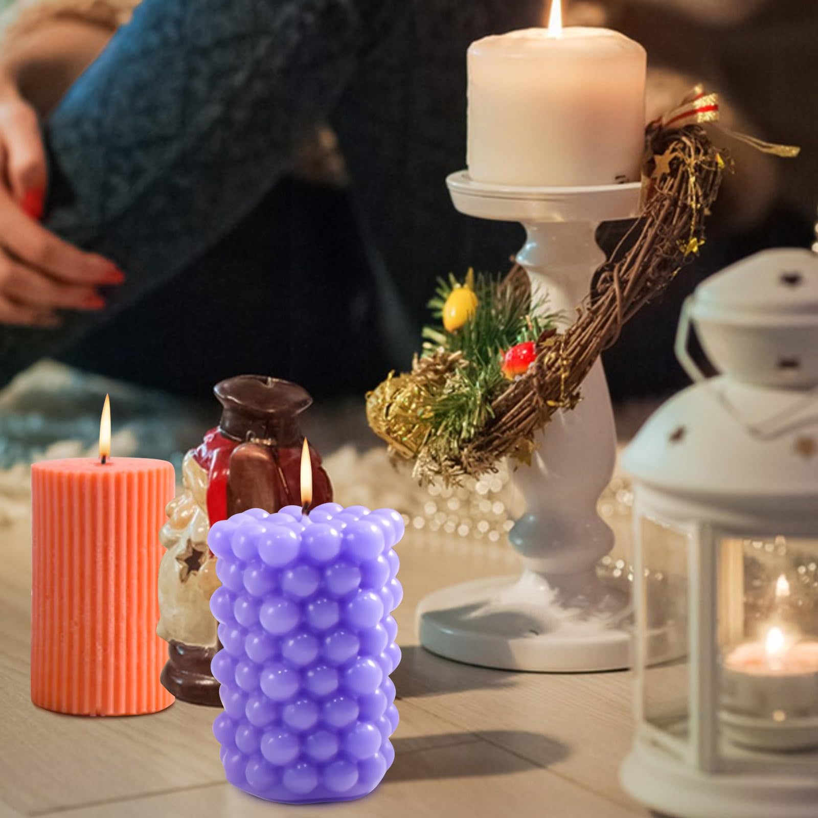 Moule Silicone Bougie Noel JiaLe Lot De 5 Moules Cylindriques En Résine