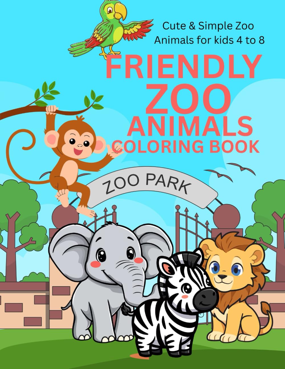 Friendly Zoo Animals: Cute and Simple Coloring Pages