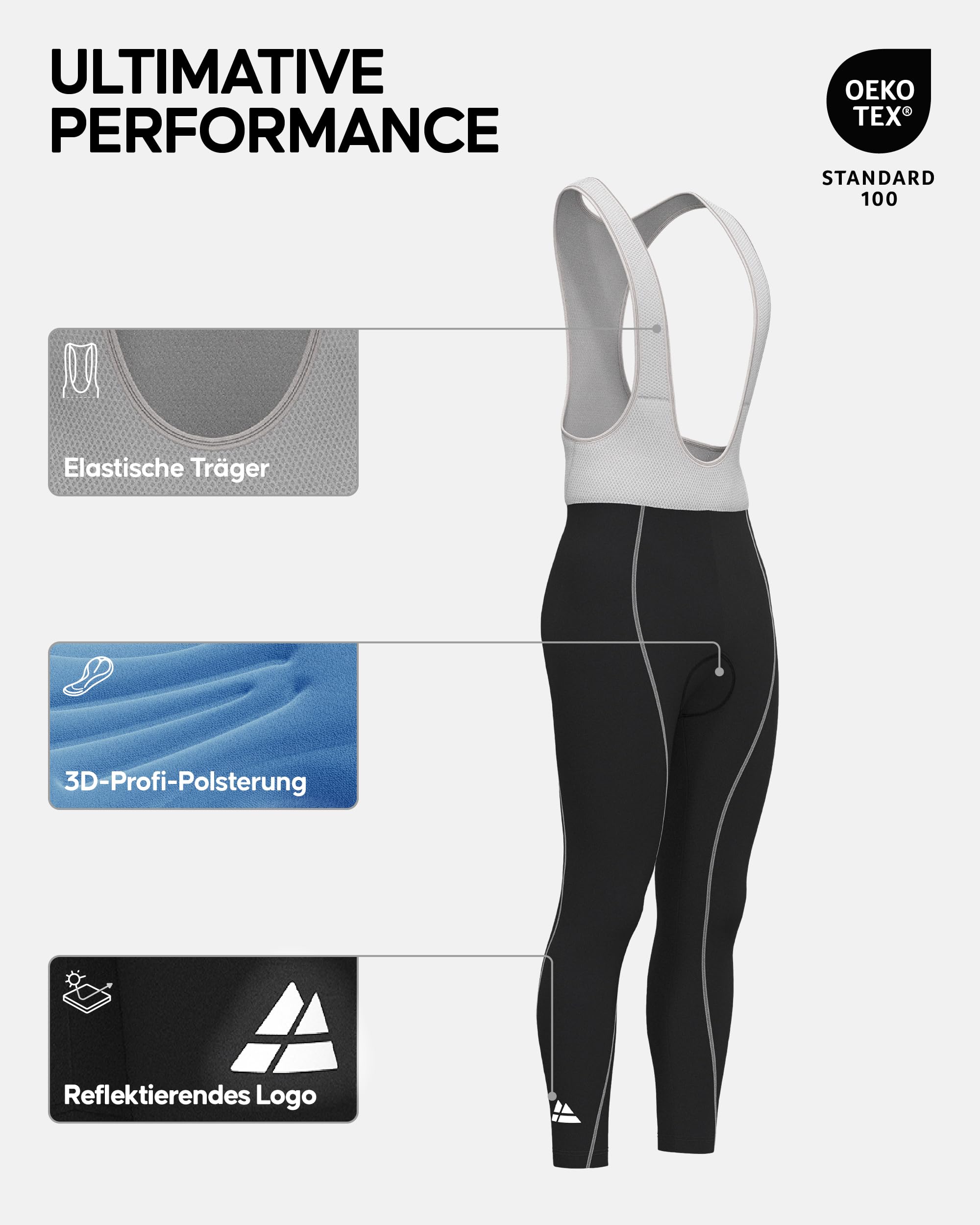 DANISH ENDURANCE Men’s Cycling Bib Pants 1-Pack