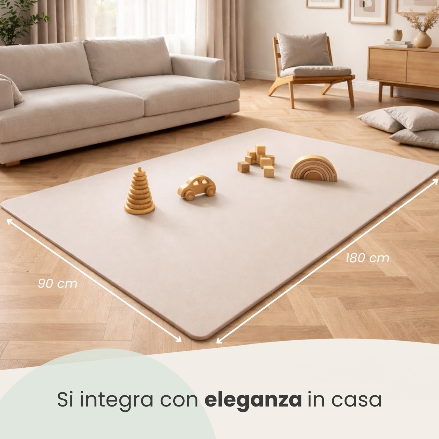 LittleTom 18 Pezzi Tappeto Puzzle per Bambini - Certificato TÜV - Piastrelle EVA con Bordi 30x30 cm - Pavimento Morbido e Antiscivolo - Superficie Puzzle Protettiva per la Cameretta e Gioco a Terra