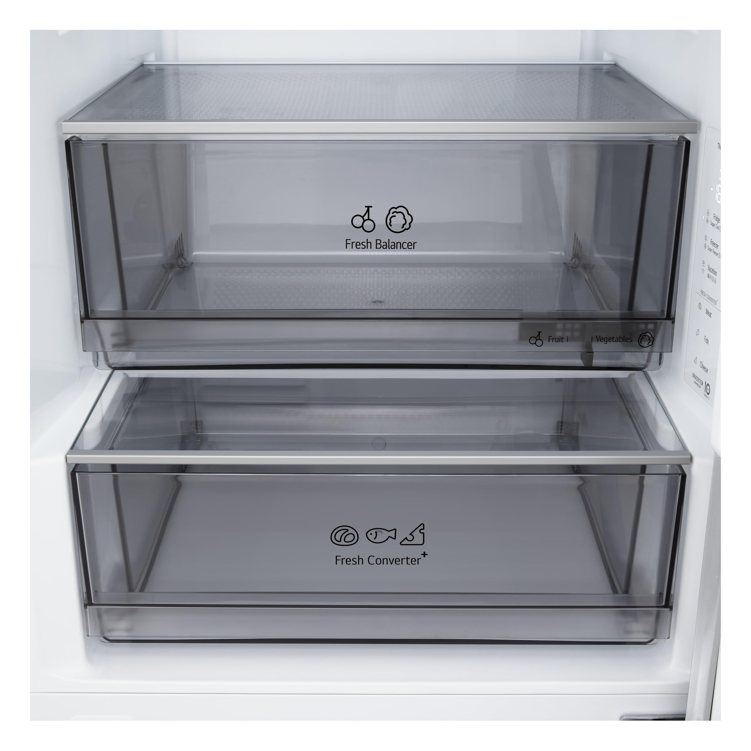 LG GBBS322CPY Frigorifero Combinato Larghezza 60 cm Fit & Max, Classe C, Raffreddamento Ottimizzato con AI Saving, Total No Frost, Door e Linear Cooling, 375 L, Smart Inverter, Wi-Fi, Prime Silver