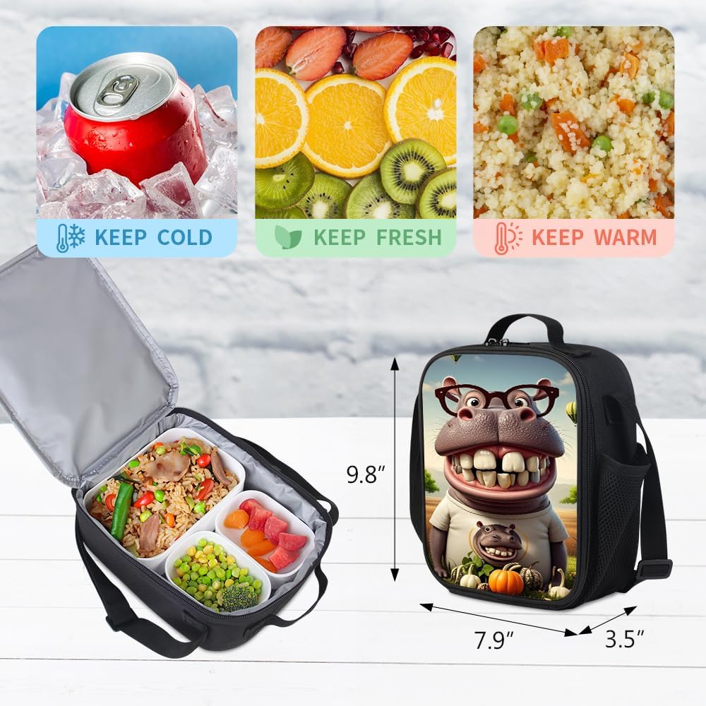 Kids Backpack for Boys - 3pcs 17″ Boys Backpack with Lunch Box Set for Toddle Elementary Middle School - Students Bag for Ages 6-18 Hippo Bookbag Travel Back Pack - Image 4