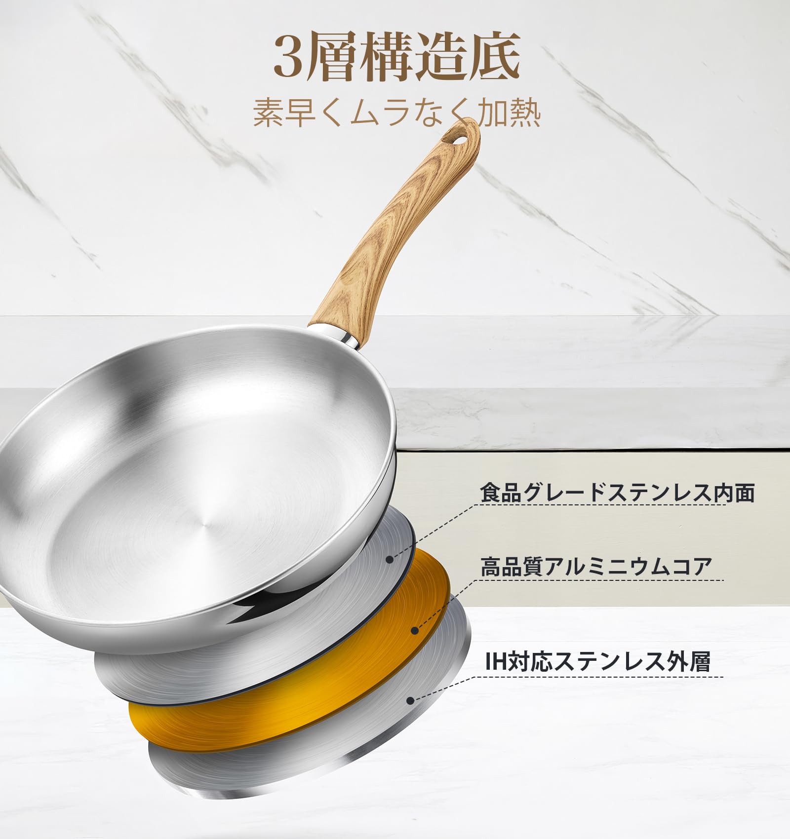 Amazon | KOCH SYSTEME CS ステンレス フライパン 20cm + 26cm
