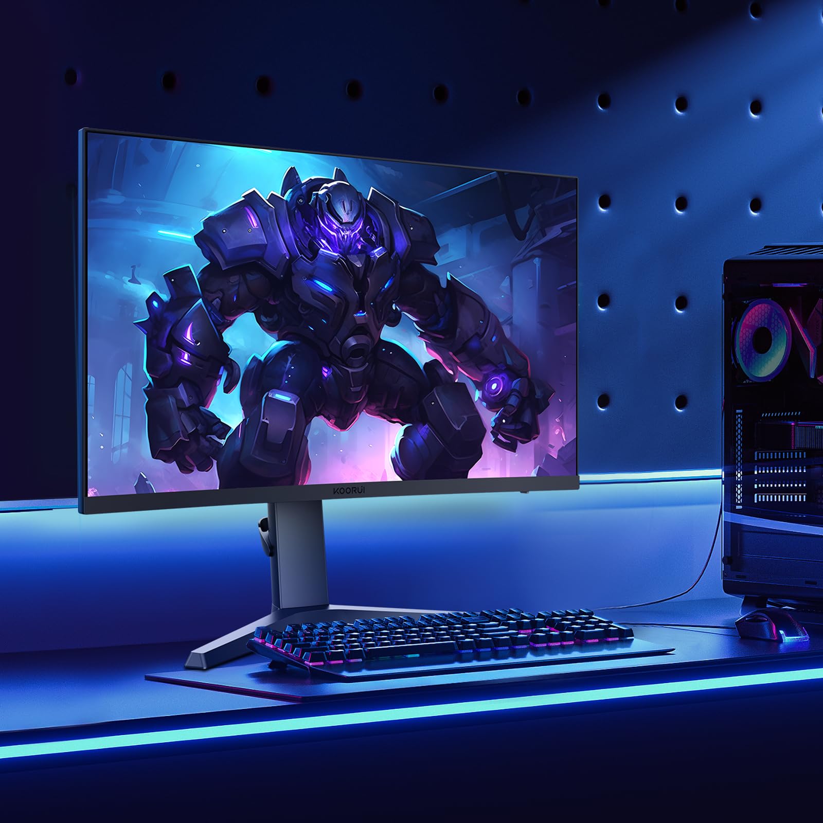KOORUI Gaming Monitor 27 Pollici - Schermo WQHD PC, 240Hz, 1ms, Adaptive Sync, Gsync Compatibilità (2560x1440, HDMI, DisplayPort, HDR 400), Nero