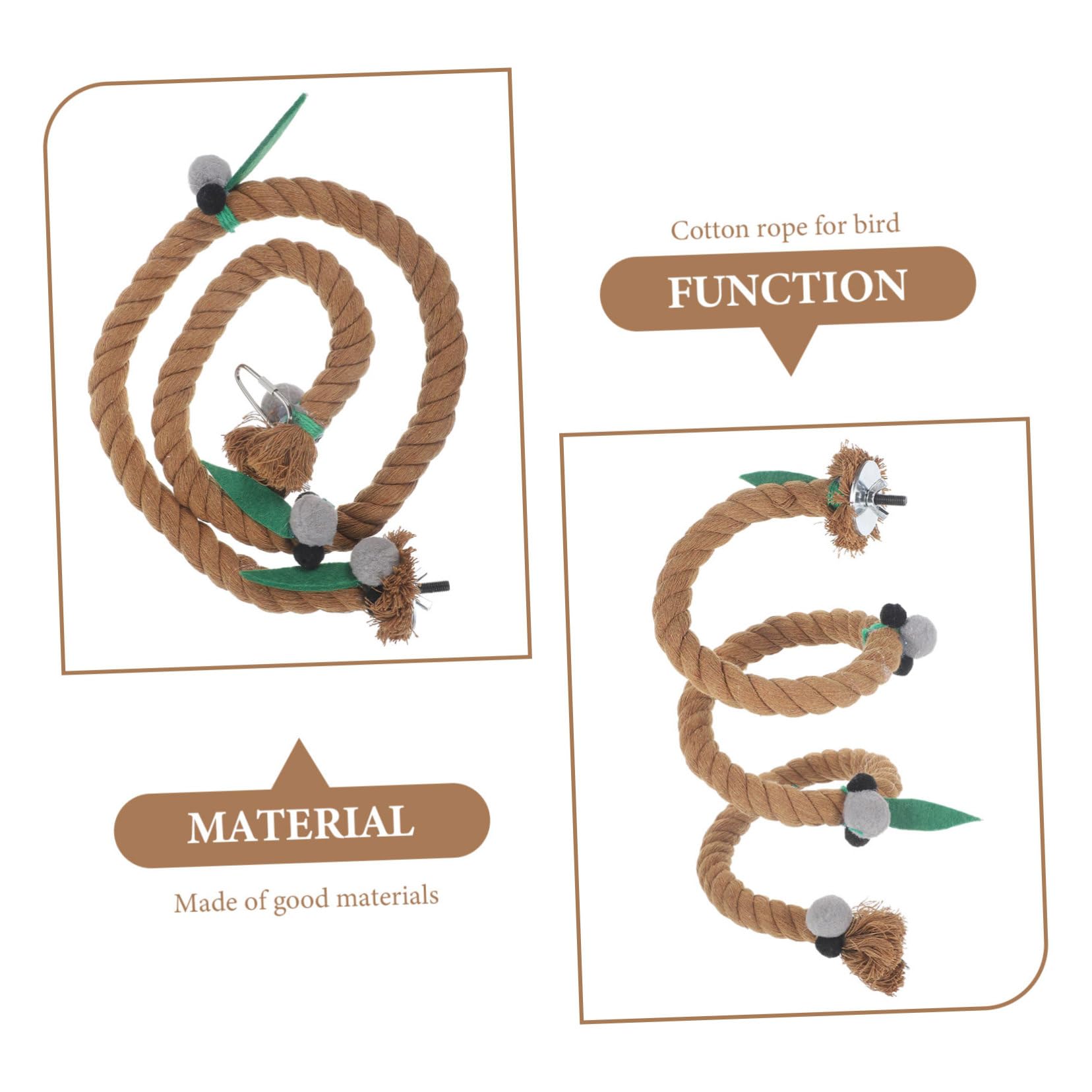 VANZACK 5piezas Percha De Cuerda para Pájaros Soporte De Juguete De Masticar para Periquitos y Loros Accesorios De Jaula De Pájaro Cuerda De Natural Clara