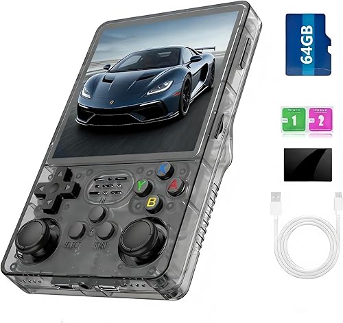 R36Plus - Consola de juegos de mano retro, más de 64 GB/15,000 juegos, emuladores portátiles con pantalla IPS de 4.0 pulgadas, más de 26 emuladores