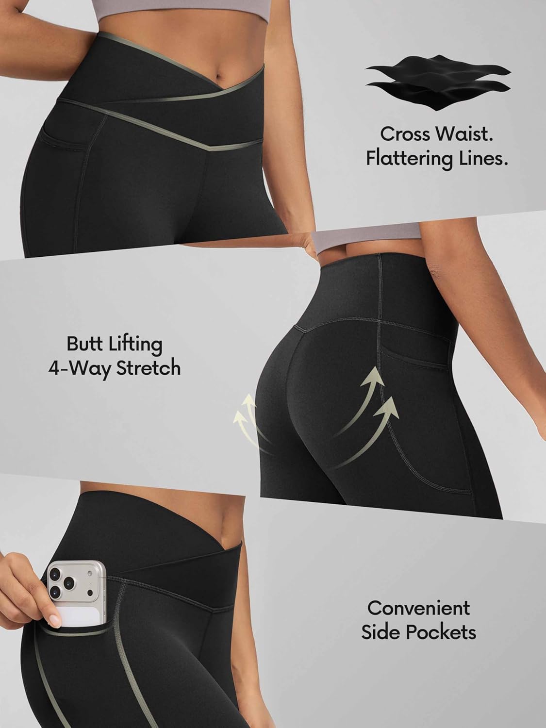 ODODOS Cloud Feeling Crossover Flared Pants with Pockets for Women, Cross Waist Bootcut Lounge Yoga Pants- 30" / 32" Inseam - Image 5