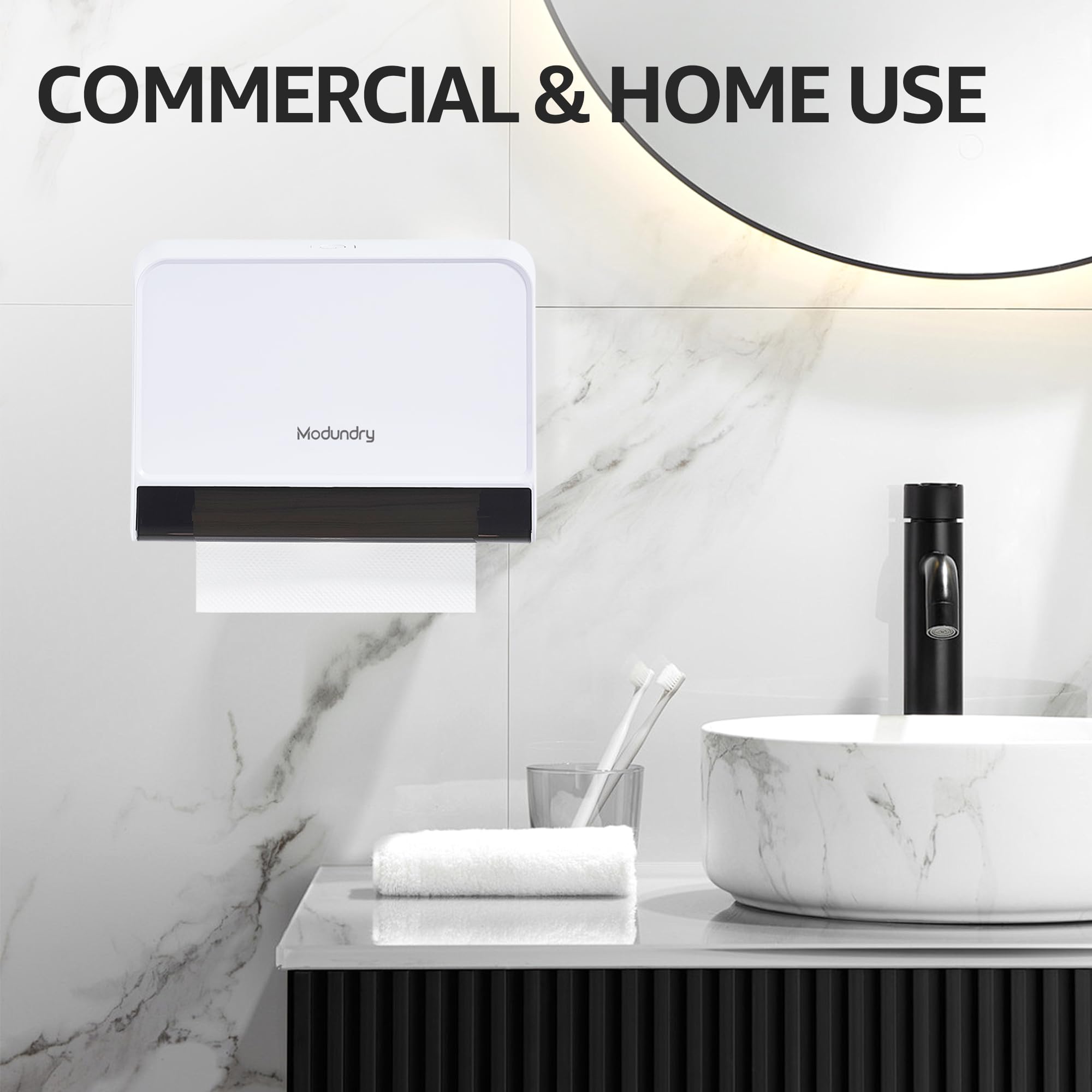 Dispenser Carta Asciugamani a Parete, Distributore Salviette Carta Bagno da Muro, Commerciale, Può Contenere Fino A 200 Fogli, Bianco