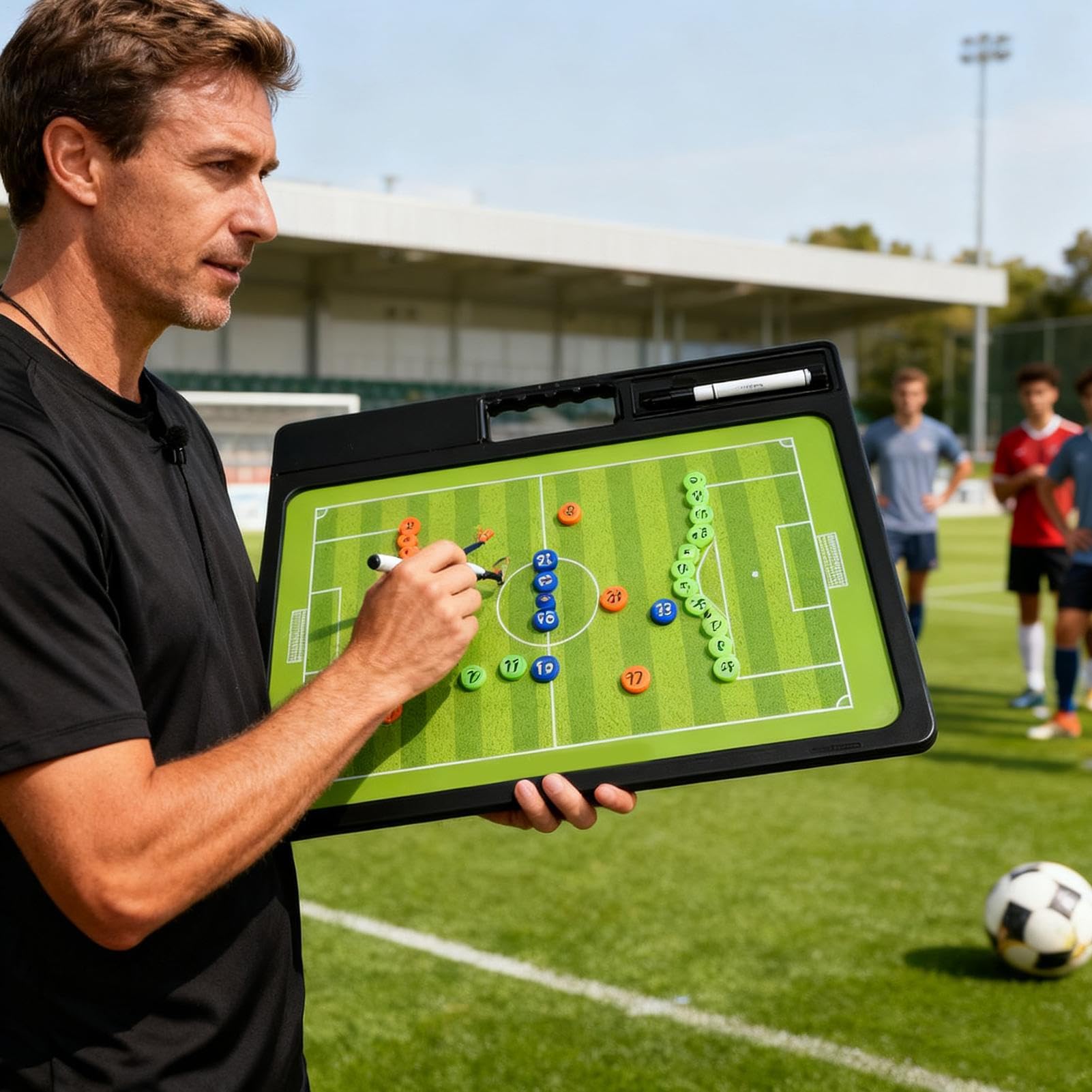 Fußball Trainingsbrett Schreibbedarf | Doppelseitiges Fußball Strategie Brett mit Marker Stift Für Das Training Von , Feldübungen, Matchstrategien Und Sportliche