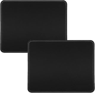 デスク用マウスパッド 2個 – ノートパソコン用のかわいい小型マウスパッド ノンスリップラバーベース ステッチエッジ – 滑らかなマウスパッド 女性用 オフィス ホーム (ブラック、2個)
