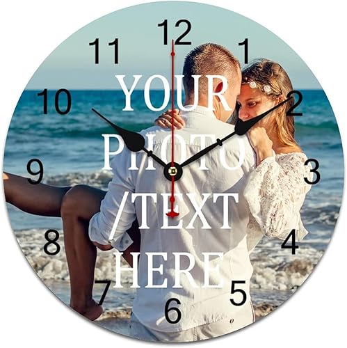 Reloj de pared de PVC rústico personalizado de 10 pulgadas, diseño moderno personalizado, decoración única del hogar para parejas, PVC hecho a mano