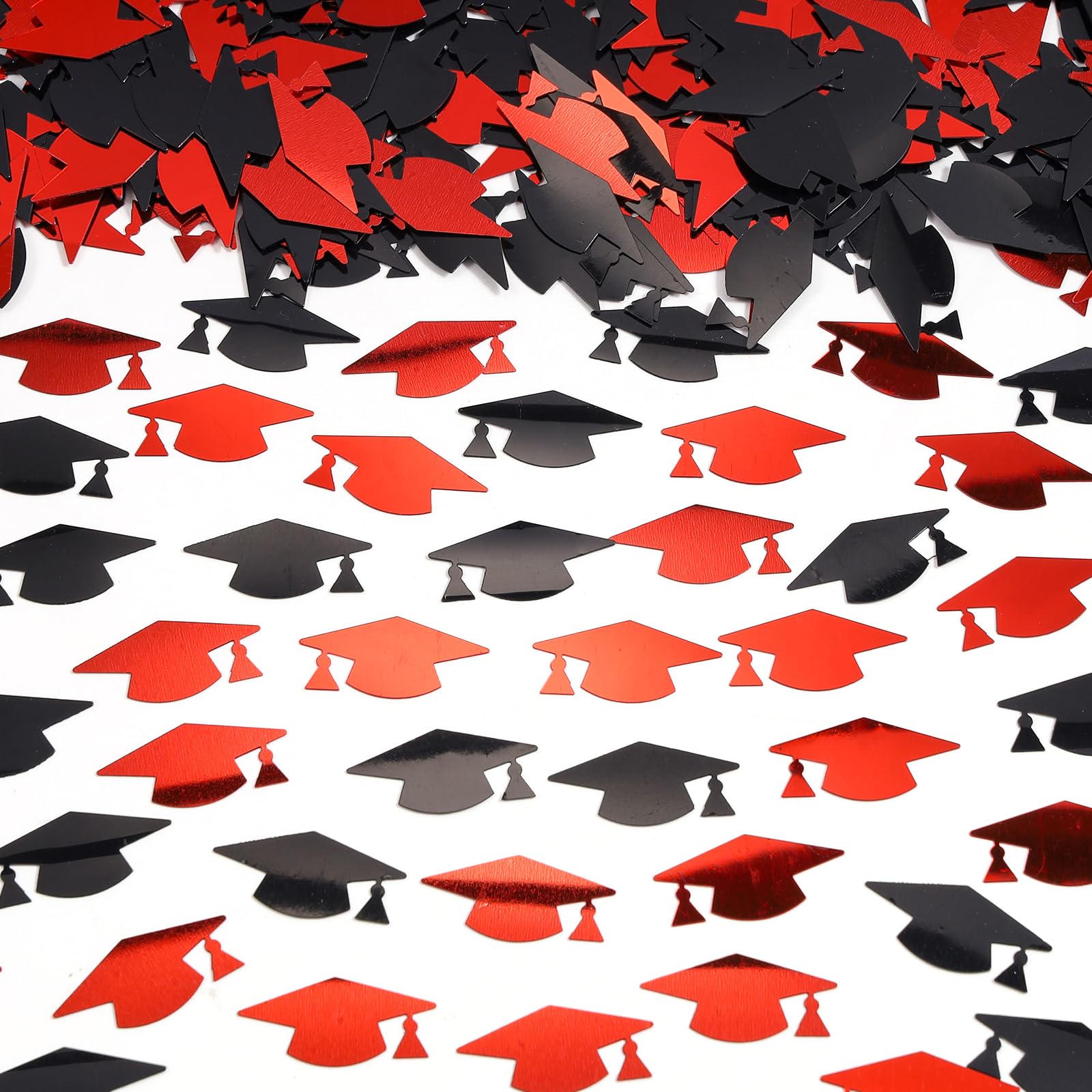 Red and Black Graduation Cap Confetti 2026, Class of 2026 Table Centerpiece Grad Confetti for 2026 Graduation Party Decorations Supplies