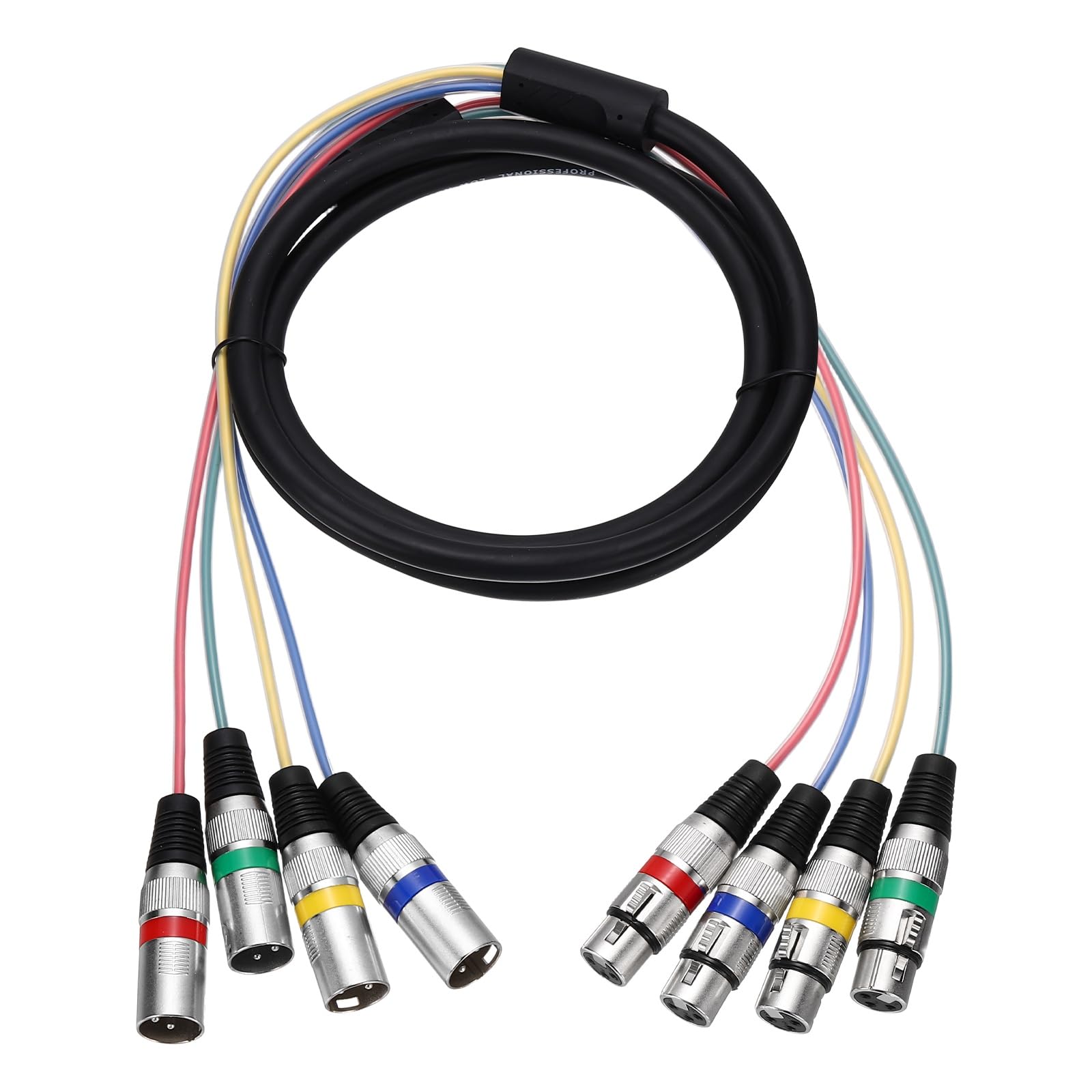 QUARKZMAN 1 Pezzo Cavo XLR A Serpente 4 Canali, Cavo Microfono XLR Maschio A Femmina 4 Vie A 4 Colori Cavo Patch Microfono Bilanciato Per Palco Studio Registrazione 6.6Ft