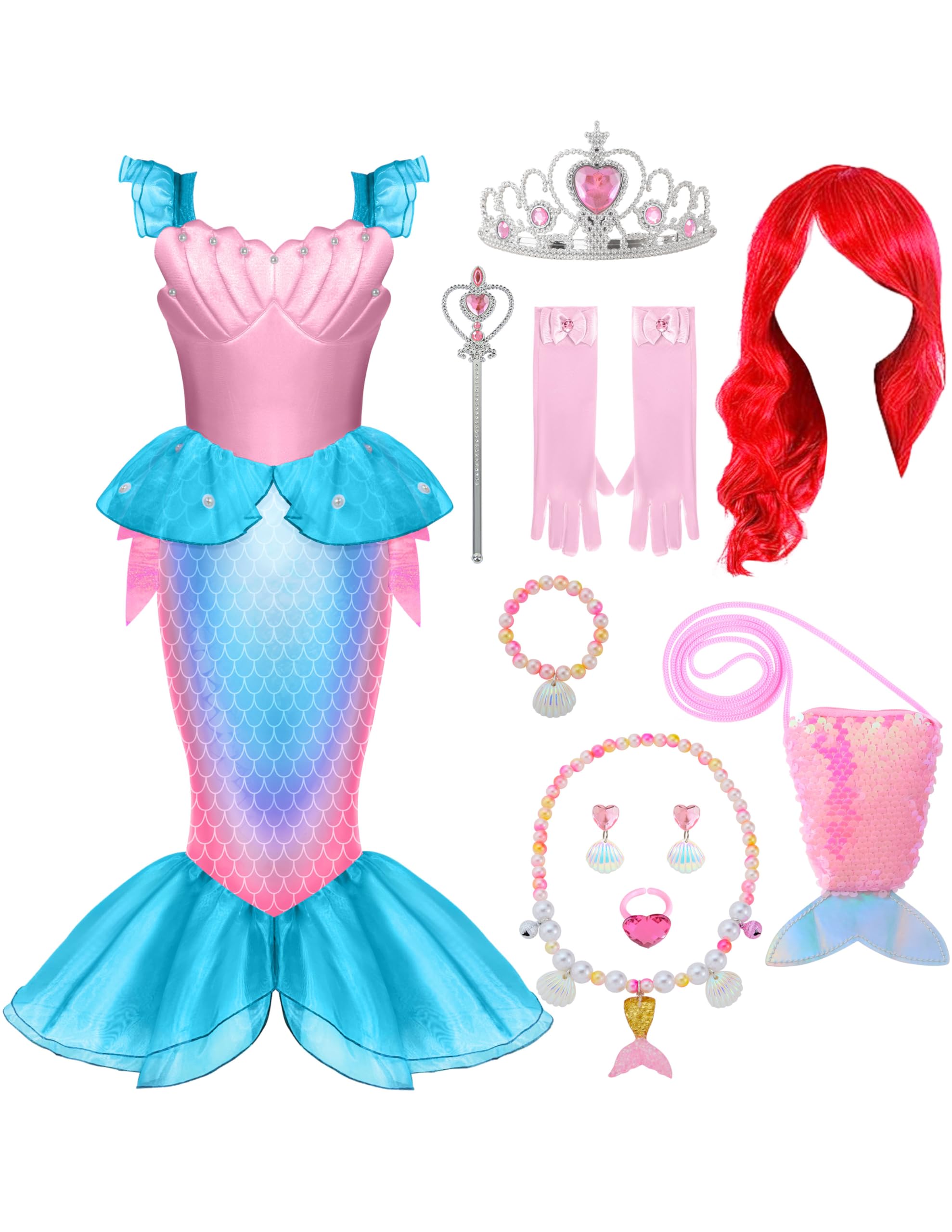 Spooktacular Creations Halloween Mermaid Costume for Girls, Little Mermaid Dress, Princess Dress Up for Girls 4-6 for DressUp