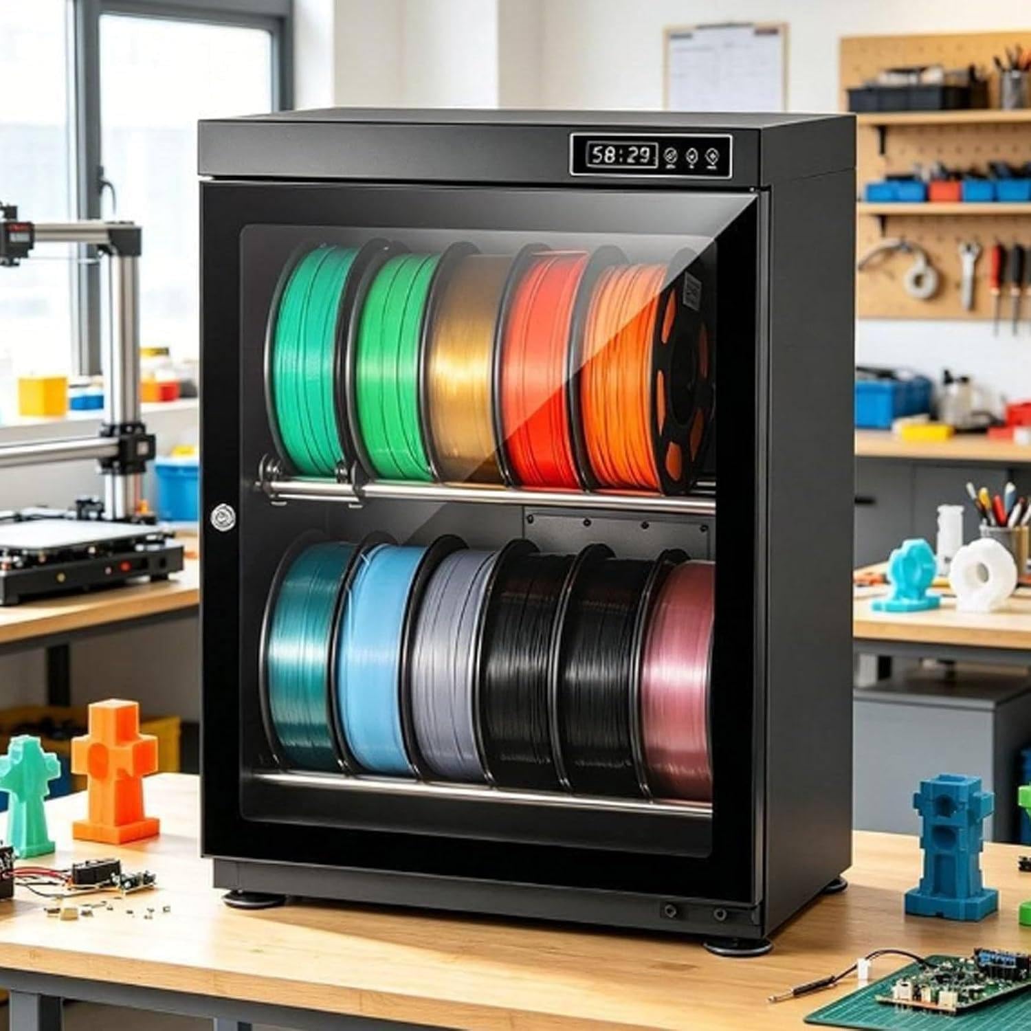 Caja de Secado de Filamento 3D, Armario Deshumidificador 15%-60% RH 70L