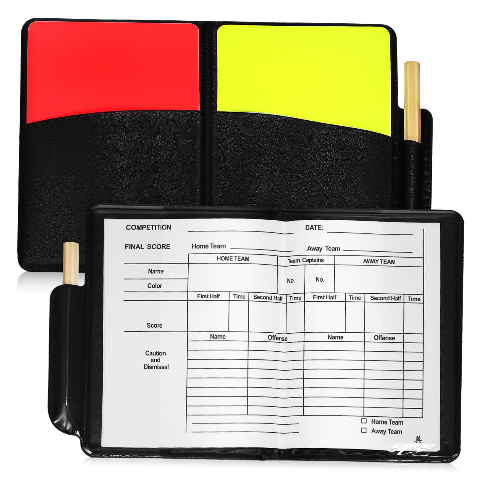 ifundom Portable Soccer Referee Cards Kits Professional Referee Wallet with Score Sheet Pencil for Football Volleyball Basketball and More