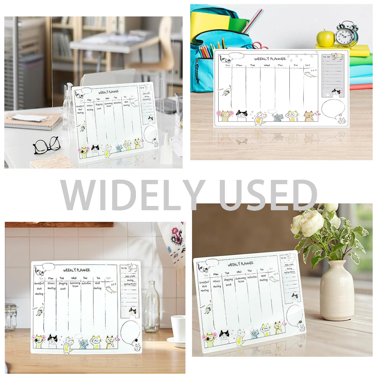 Borrable Organizador Semanal, Weekly Planner Acrílico para Escritorio, Tablón de Mensajes