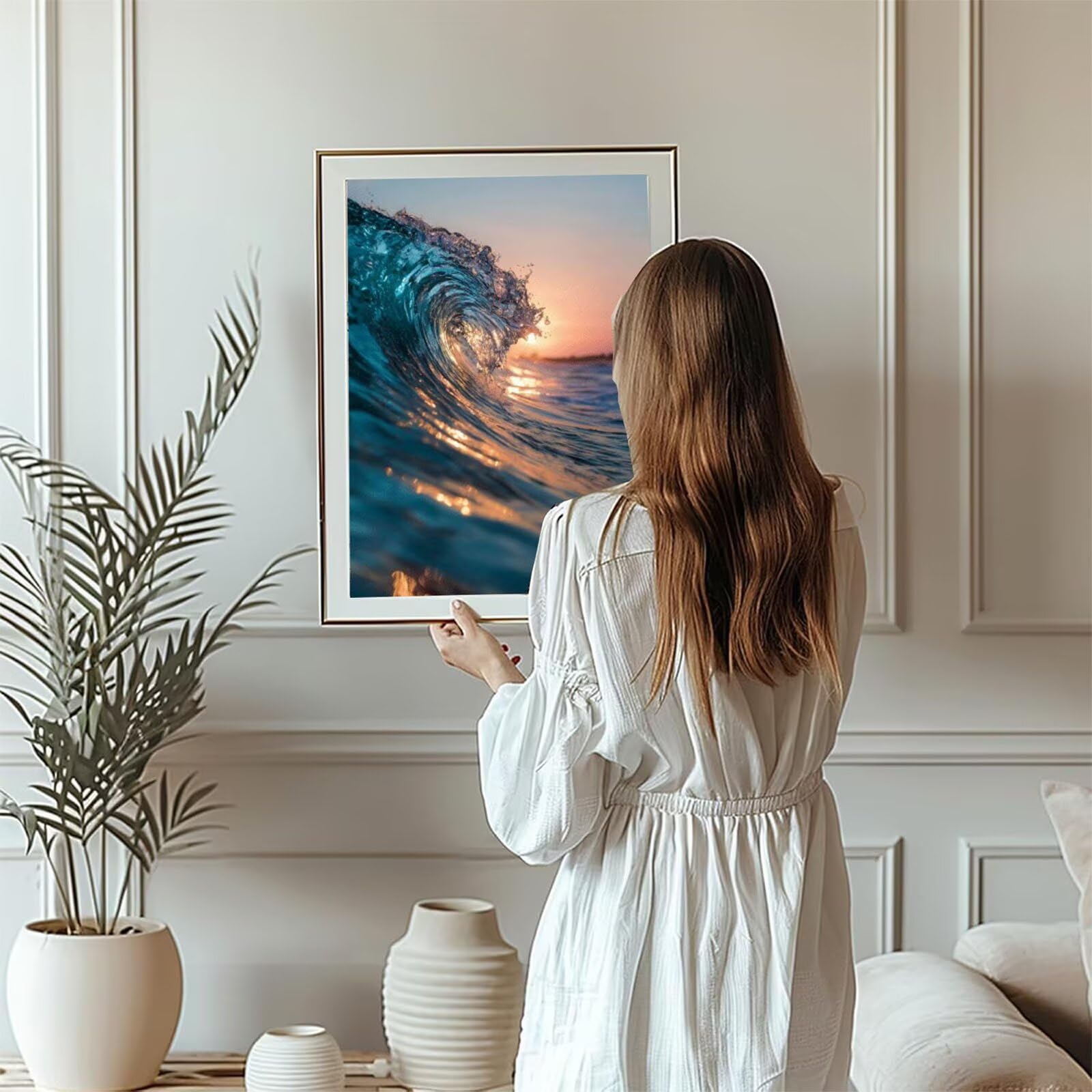 Diamond Painting Welle 90x120cm für Erwachsene, Kreativ-Set mit Zubehör, Diamant Malerei Landschaft Bilder, Bastelset für Frauen, Stressabbau Relaxation, Daiments Painting Deko Geschenk. H-1368