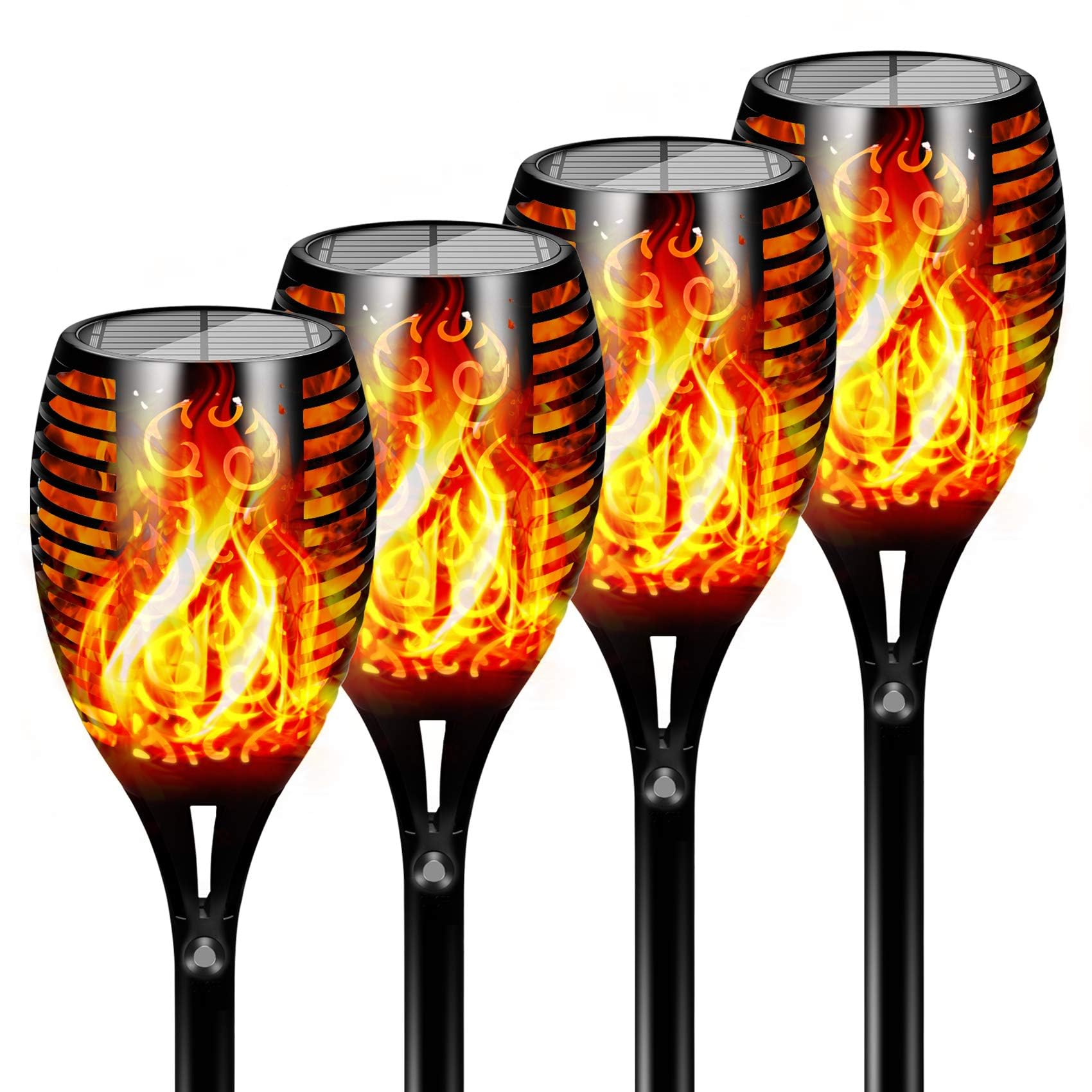 Otdair Solar Lights Outdoor Upgraded,4 Pack 43" Waterproof Flickering Flames Solar Torch Lights,Solar Tiki Torches Dusk to Dawn Auto On/Off Decoration Lighting for Garden Patio Driveway Pathway