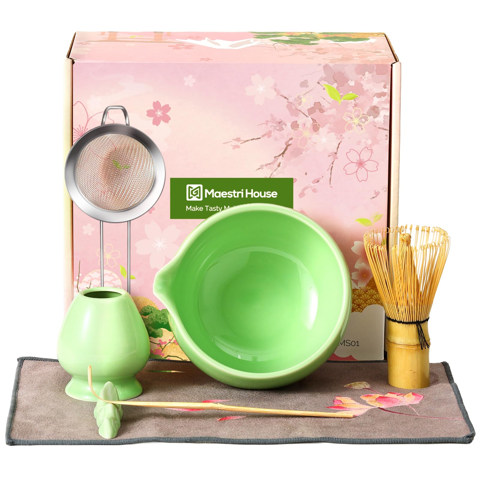 Coffret Matcha Idéal Cadeau pour Amateurs de Thé Vert Set Cérémonie Japonais 7 Pièces