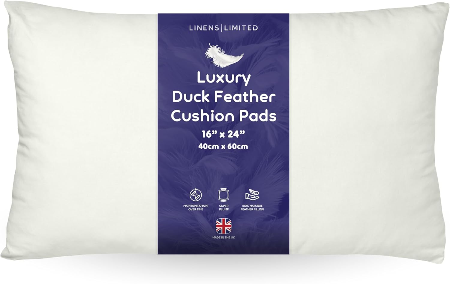 Linens Limited Cushion Insert 40cm x 60cm, Soft and Plump Natural