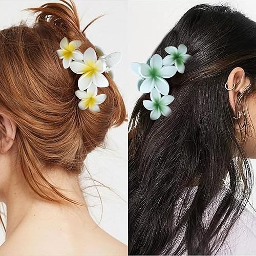 Miniatura 2 de Ahoney 6 pinzas de flores para el cabello para mujer, antideslizantes, clip de garra grande para cabello grueso, pinzas para el cabello de flores