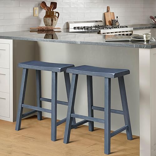 Miniatura 19 de IC International Concepts, Taburete para asiento de sillín-24 pulgadas de alto, madera sólida/real, madera de parawood resistente, Diy, listo para